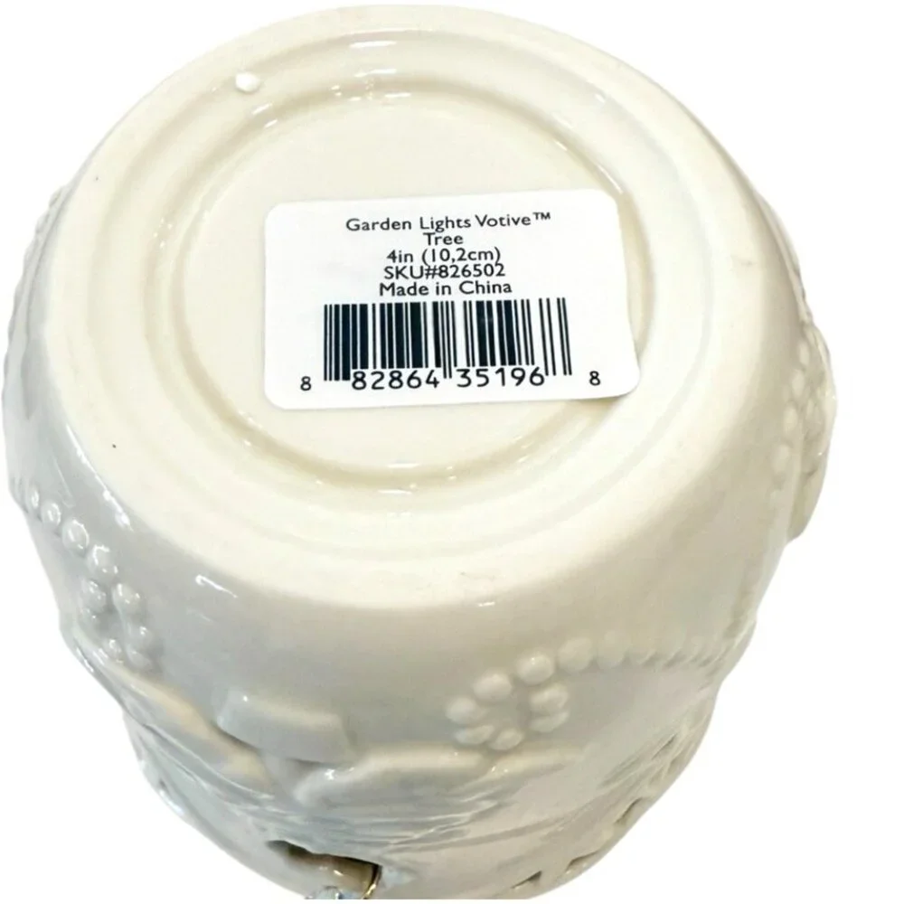 Lenox Ceramic Garden Lights Christmas Tree Votive Tea Light Candle Holder w/Box